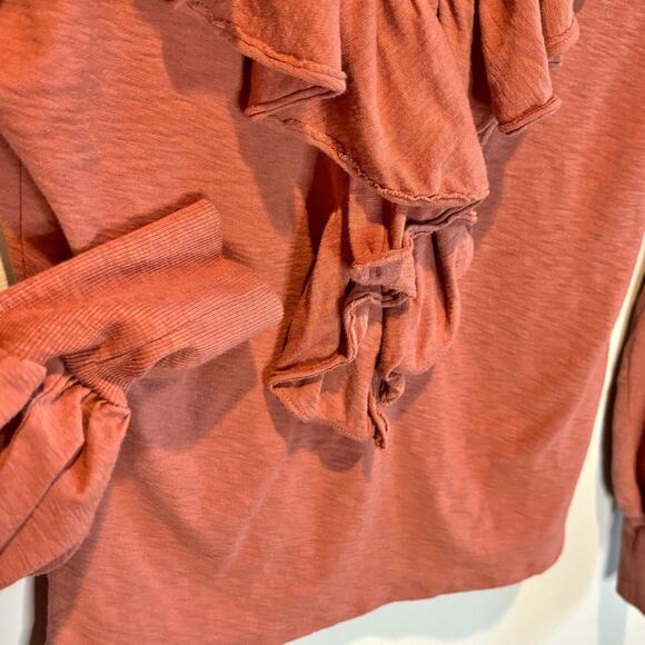 Nation LTD Lelita Dusty Pink Ruffle Front Long Sleeve Tee - size XS - Picture 4 of 7